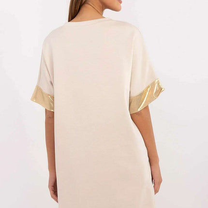 Beige Daydress Model 208971 Oversized Sweatshirt Dress - Très Elite