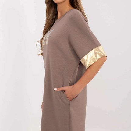 Beige Daydress Model 208971 Oversized Sweatshirt Dress - Très Elite