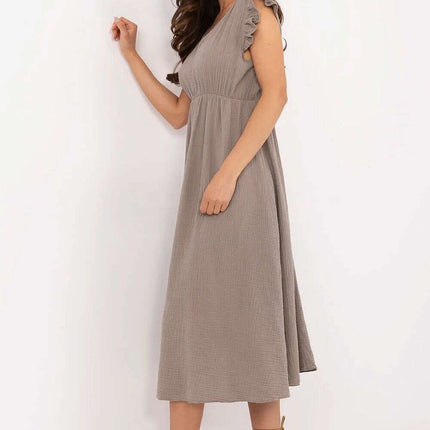Beige Daydress Model 213554 Cotton Muslin For Summer - Très Elite