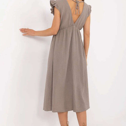 Beige Daydress Model 213554 Cotton Muslin For Summer - Très Elite