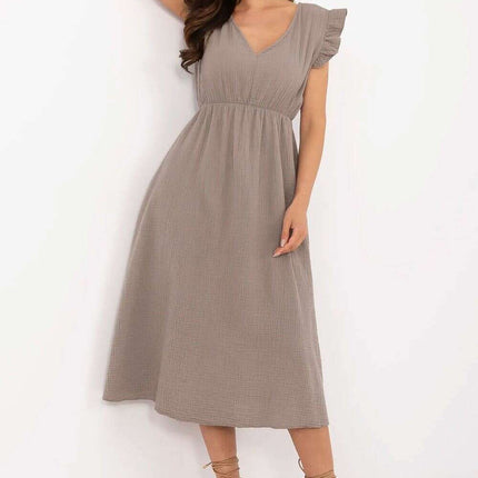 Beige Daydress Model 213554 Cotton Muslin For Summer - Très Elite