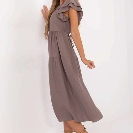 Beige Daydress Model 213811 Flared Lightweight Dress - Très Elite