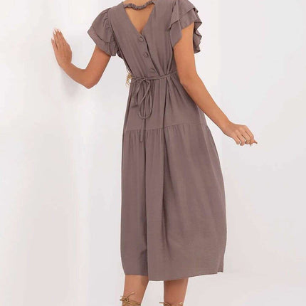 Beige Daydress Model 213811 Flared Lightweight Dress - Très Elite