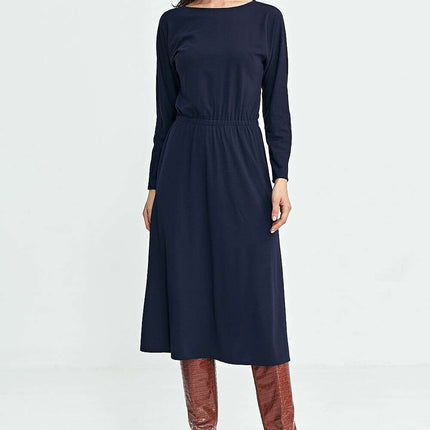 Beige Daydress With Boat Neck And Elastic Waist 202467 - Très Elite