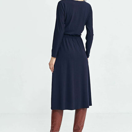 Beige Daydress With Boat Neck And Elastic Waist 202467 - Très Elite