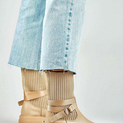 Beige Eco-Friendly Leather Ankle Boots - Très Elite