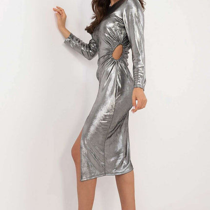 Beige Evening Dress Model 203108 Pencil Silhouette Shiny - Très Elite
