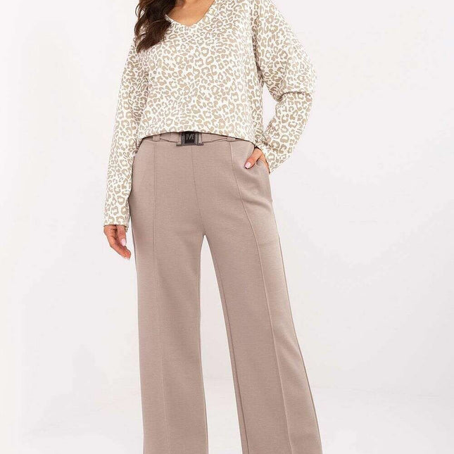 Beige High Waist Tracksuit Trousers Model 206945 Women