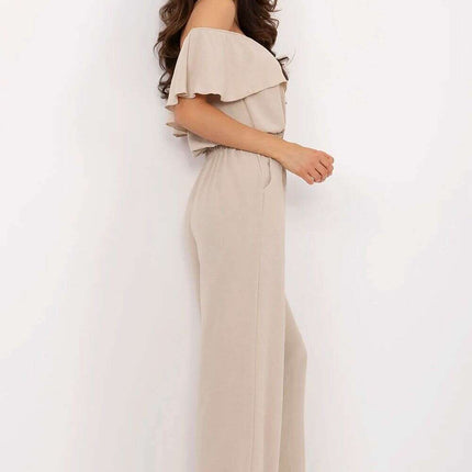 Beige Jumpsuit 213051 Viscose Blend For Women All Occasions - Très Elite