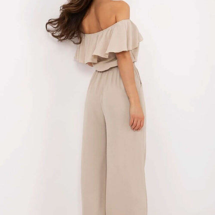 Beige Jumpsuit 213051 Viscose Blend For Women All Occasions - Très Elite