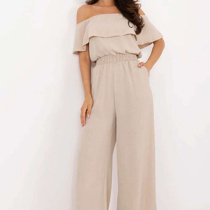 Beige Jumpsuit 213051 Viscose Blend For Women All Occasions - Très Elite