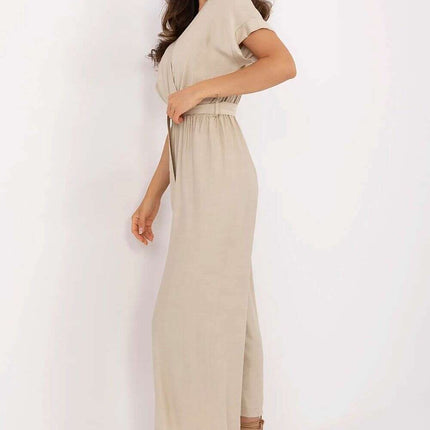Beige Jumpsuit 213074 Women Viscose Nylon Breathable - Très Elite