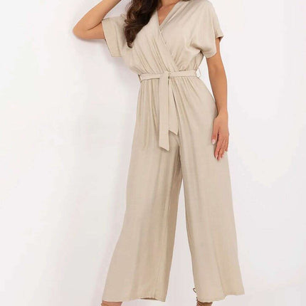 Beige Jumpsuit 213074 Women Viscose Nylon Breathable - Très Elite
