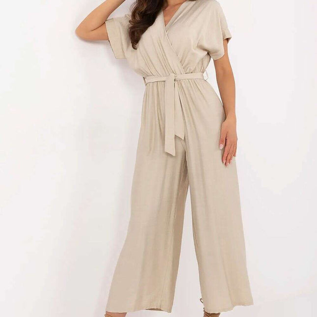 Beige Jumpsuit 213074 Women Viscose Nylon Breathable