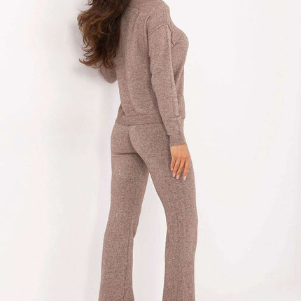 Beige Knit Set With Sweater And Trousers For Women 216686 - Très Elite
