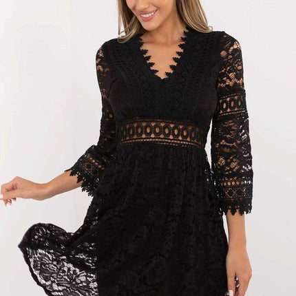 Beige Lace Flared Mini Dress 212027 Boho Cocktail Ready