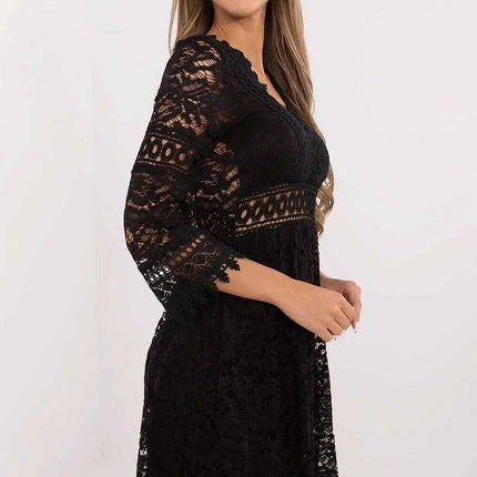 Beige Lace Flared Mini Dress 212027 Boho Cocktail Ready - Très Elite
