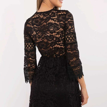 Beige Lace Flared Mini Dress 212027 Boho Cocktail Ready - Très Elite