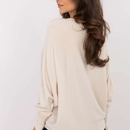 Beige Oversized Jumper 203809 Viscose Blend Sweater - Très Elite