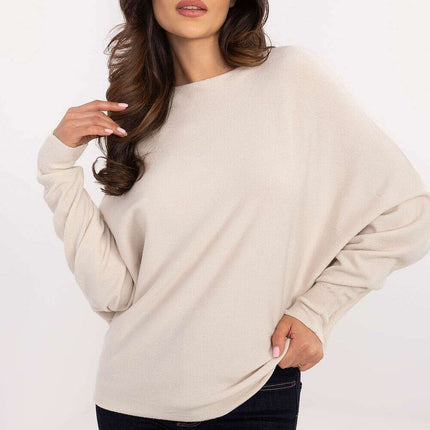Beige Oversized Jumper 203809 Viscose Blend Sweater - Très Elite