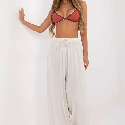 Beige Palazzo Pants For Women Model 214047 Viscose Fabric - Très Elite