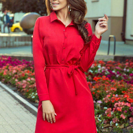 Beige Pocketed Shirt Dress - Chic European Elegance by Numoco - Très Elite