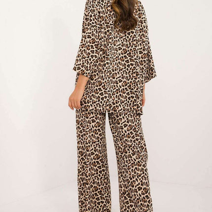 Beige Shirt And Wide Leg Pants Set For Everyday Wear 199958 - Très Elite