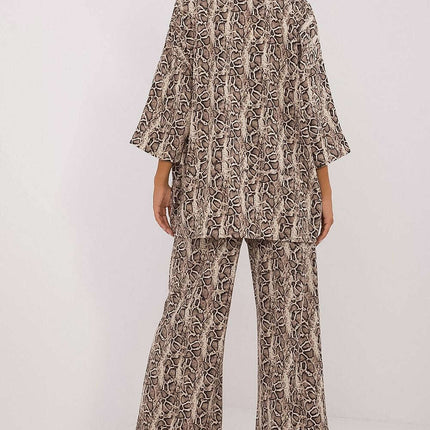 Beige Shirt And Wide Leg Pants Set For Everyday Wear 199958 - Très Elite