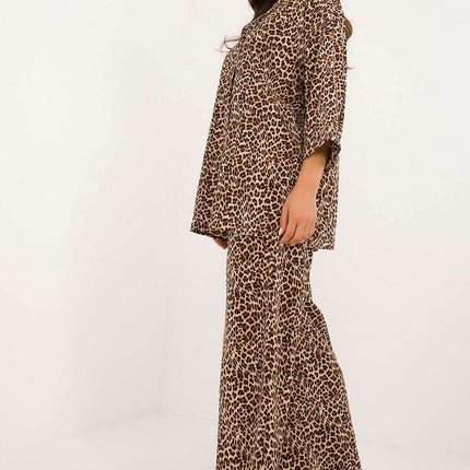Beige Shirt And Wide Leg Pants Set For Everyday Wear 199958 - Très Elite