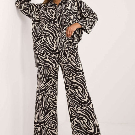 Beige Shirt And Wide Leg Pants Set For Everyday Wear 199958 - Très Elite