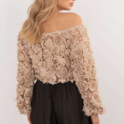 Beige Short Length Blouse 202919 Elegant Party Wear - Très Elite