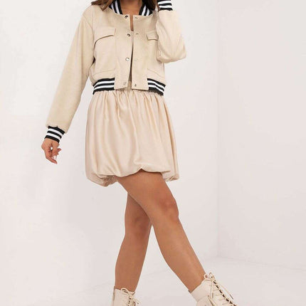 Beige Short Skirt Model 201776 Mini Bomber Style Chic - Très Elite