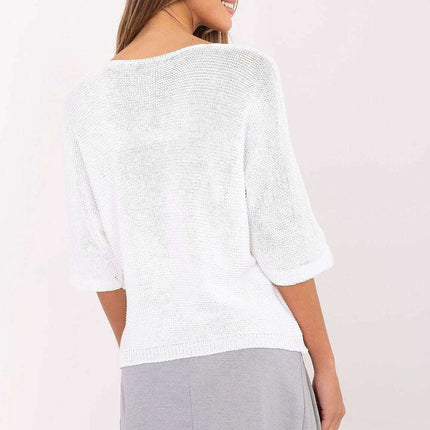 Beige Short Sleeve Cotton Blend Sweater Model 206702 Women - Très Elite