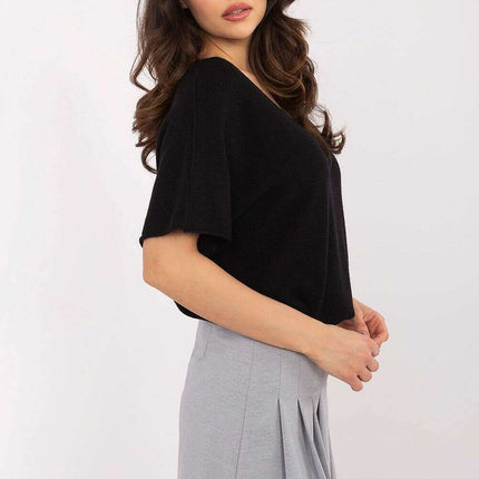Beige Short Sleeve Sweater Model 209991 Casual For Women - Très Elite