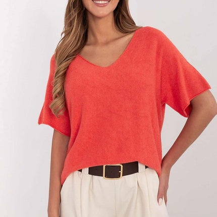 Beige Short Sleeve Sweater Model 209991 Casual For Women - Très Elite