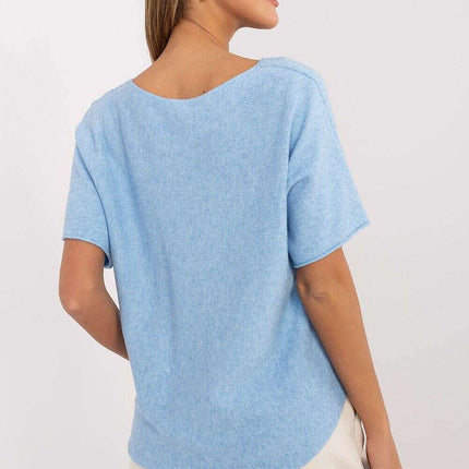 Beige Short Sleeve Sweater Model 209991 Casual For Women - Très Elite