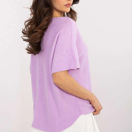 Beige Short Sleeve Sweater Model 209991 Casual For Women - Très Elite