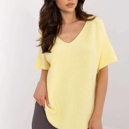 Beige Short Sleeve Sweater Model 209991 Casual For Women - Très Elite