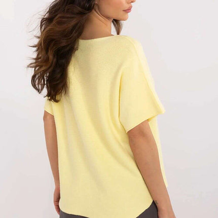 Beige Short Sleeve Sweater Model 209991 Casual For Women - Très Elite