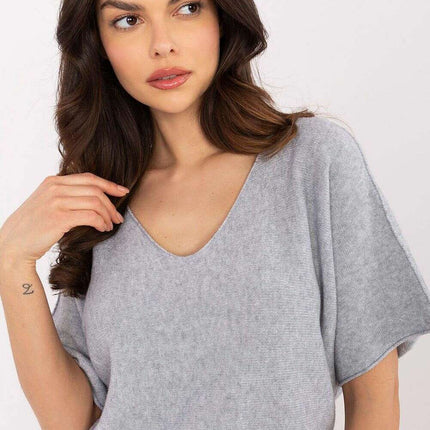 Beige Short Sleeve Sweater Model 209991 Casual For Women - Très Elite