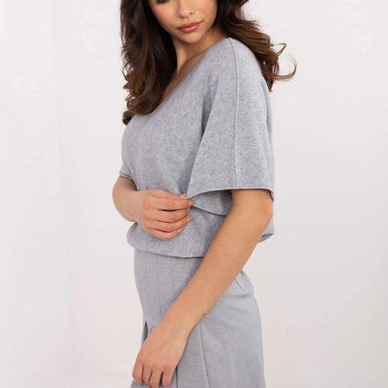 Beige Short Sleeve Sweater Model 209991 Casual For Women - Très Elite