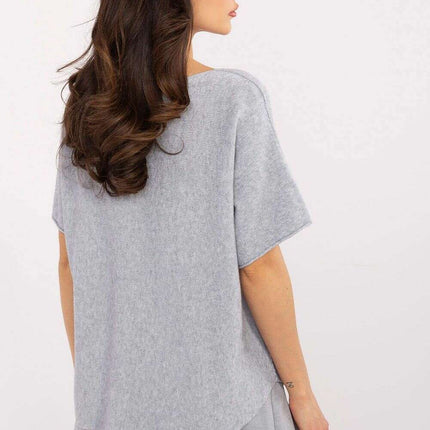 Beige Short Sleeve Sweater Model 209991 Casual For Women - Très Elite