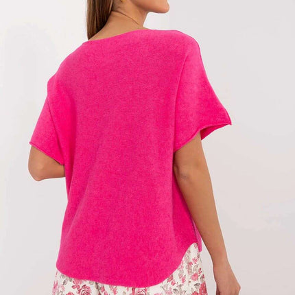 Beige Short Sleeve Sweater Model 209991 Casual For Women - Très Elite