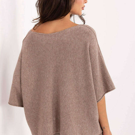 Beige Short Sleeve Sweater Model 216681 for Women Everyday - Très Elite