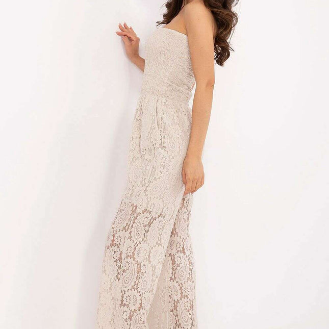 Beige Sleeveless Jumpsuit Model 215130 by Italy Moda