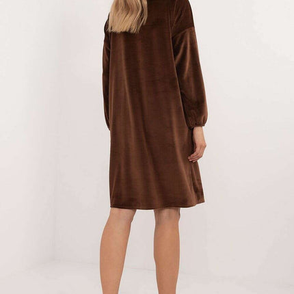 Beige Velour Daydress 201581 With Comfortable Everyday Fit - Très Elite
