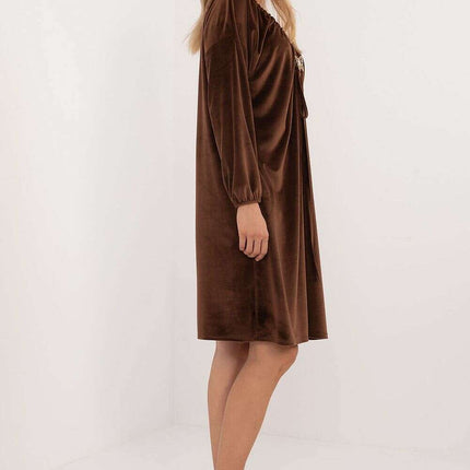 Beige Velour Daydress 201581 With Comfortable Everyday Fit - Très Elite
