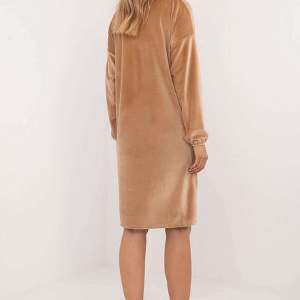 Beige Velour Daydress 201581 With Comfortable Everyday Fit - Très Elite