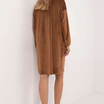 Beige Velour Daydress 201581 With Comfortable Everyday Fit - Très Elite