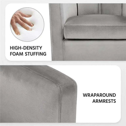 Beige Velvet Barrel Accent Armchair - Elegant Home Furnishing Piece - Très Elite